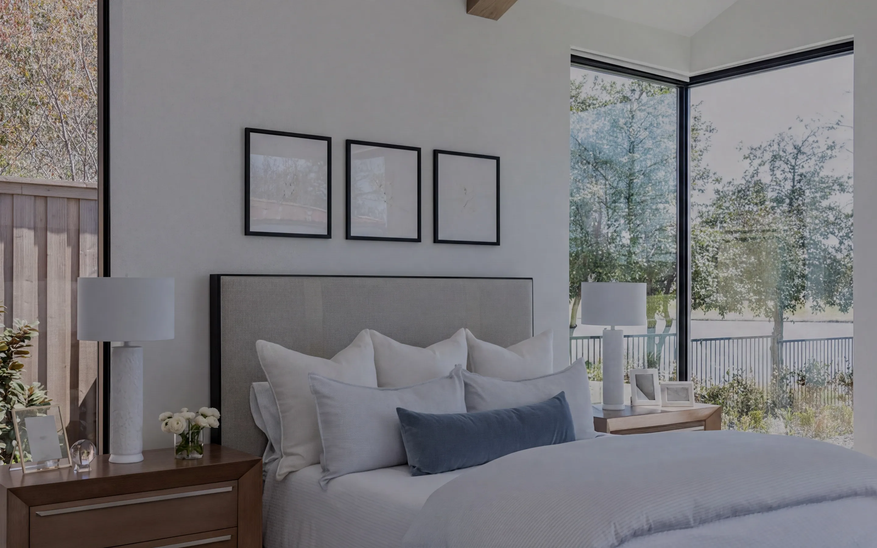 a bedroom with a comfortable king-size bed
